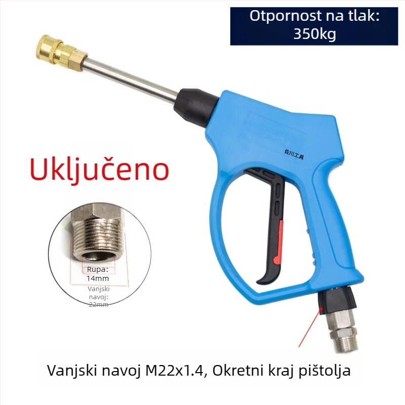 Čistač pištolj s bakrenom glavom i plastičnim držalom, spoj 1/2-3/4 inča, radni tlak 0,2-1,0 MPa, domet prskanja 1-10