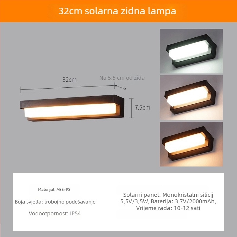 Solarna vanjska zidna svjetiljka - LED modul (IP54; 6V; 2-4W; Model 1021)