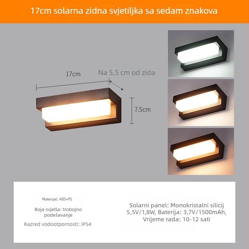 Solarna vanjska zidna svjetiljka - LED modul (IP54; 6V; 2-4W; Model 1021)