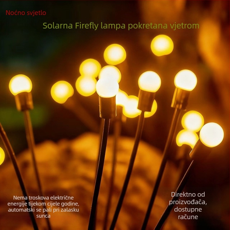 Solarna lampa u obliku vatrene mušice za vanjsku upotrebu — IP64, PVC, 3W, 6-12 sati rada, vodootporna ukrasna vrtna rasvjeta, marka Luminous Stone