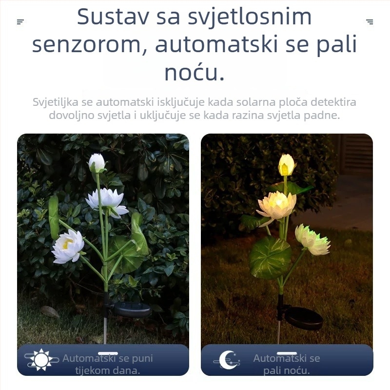 Solarne lampe za vrt u obliku lotosa – vanjske dekorativne rasvjetne lampe za krajolik i travnjak