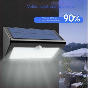 Solarsko vanjsko svjetlo za vrt s senzorom pokreta, IP66 vodootporno, 5000 lm, 6000K, LED zidno svjetlo 100-300W