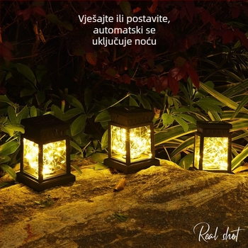 Solarni retro dvorski fenjer s bakrenim Žicom – vanjska LED dekorativna viseća svjetiljka za vrt, dvorište i krajolik