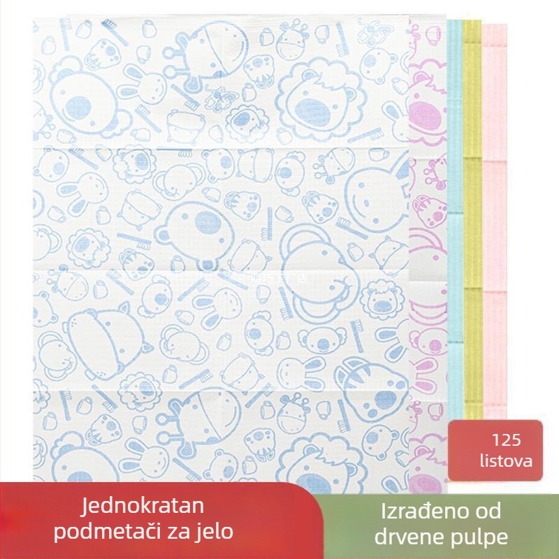 Jednokratne podloške za djecu, paket 125 komada, papir od drvnog celuloznog papira, cvjetni uzorak, kvadratni oblik