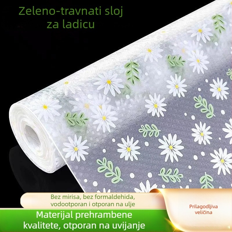 EVA okrugla podloga za ladice i ormariće — prozirna s cvjetnim uzorkom, otporna na vlagu, vodu i ulje