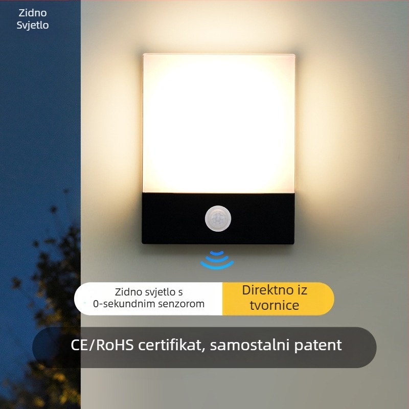 Vanjska zidna svjetiljka s senzorom pokreta, IP65 vodootporna, 20 LED, 1600 lm, 6000K bijela svjetlost, 110-220V