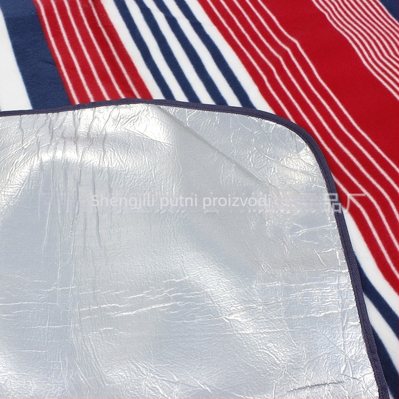 Piknik madrac s prugastim dizajnom, protuklizna i protiv vlage, jednoslojni flis s 2 mm pjenom i aluminijske folije, 1 kg, za 4–6 osoba