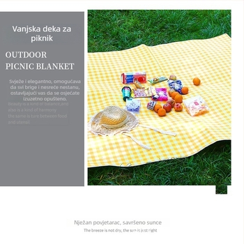 Vanjska piknik podloga: netkani materijal, vodootporna membrana, otpornost na vlagu i prljavštinu, kompaktni kamp-podložak, model -00012, 100 g/m2, za 4–12 osoba
