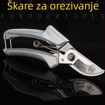 Vrtne škare za rezanje voćnih stabala FO-4308A — oštrica od manganskog čelika, težina 150 g, promjer rezanja 10 mm, držalo od TPR-a