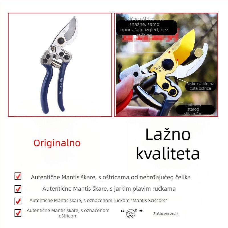 Čelične škarice za podrezivanje grana i voćnih stabala, ergonomski dizajn za lakše rezanje, oštre oštrice