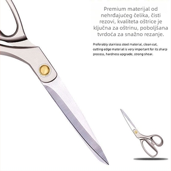 Šivačke škare od legure za rezanje tkanina i šivenje, nehrđajući čelik, višestruka upotreba za tkanine, kožu i papir