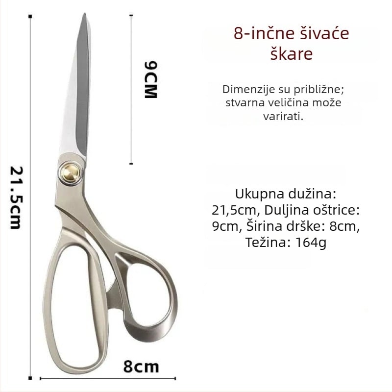 Šivačke škare od legure za rezanje tkanina i šivenje, nehrđajući čelik, višestruka upotreba za tkanine, kožu i papir