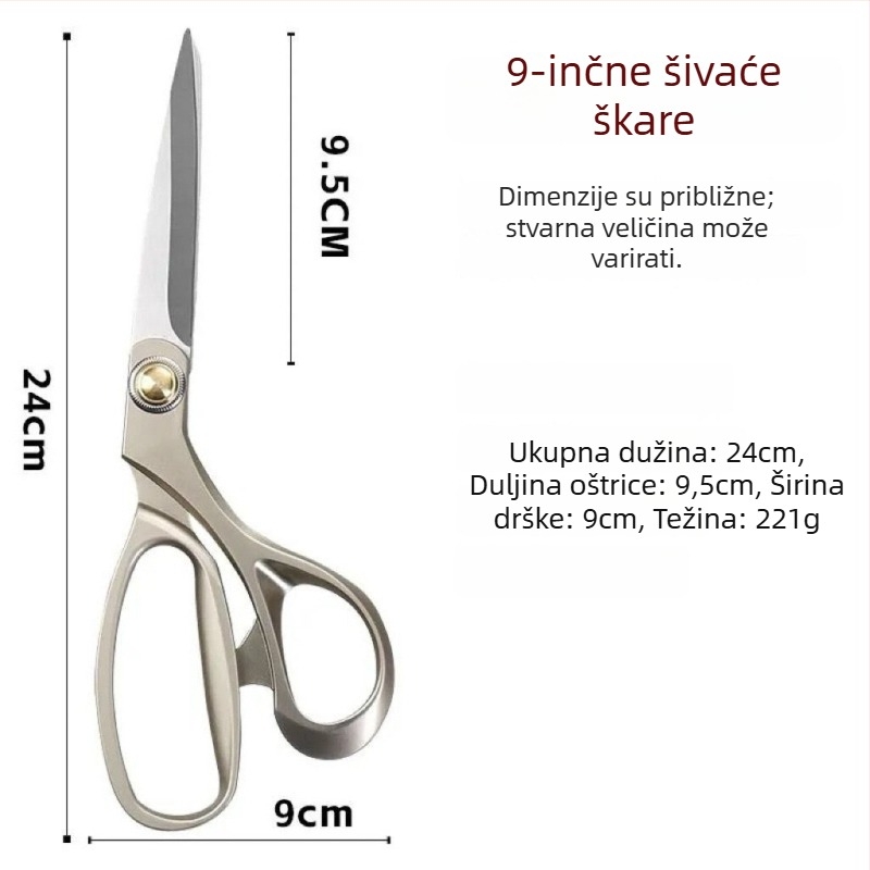 Šivačke škare od legure za rezanje tkanina i šivenje, nehrđajući čelik, višestruka upotreba za tkanine, kožu i papir