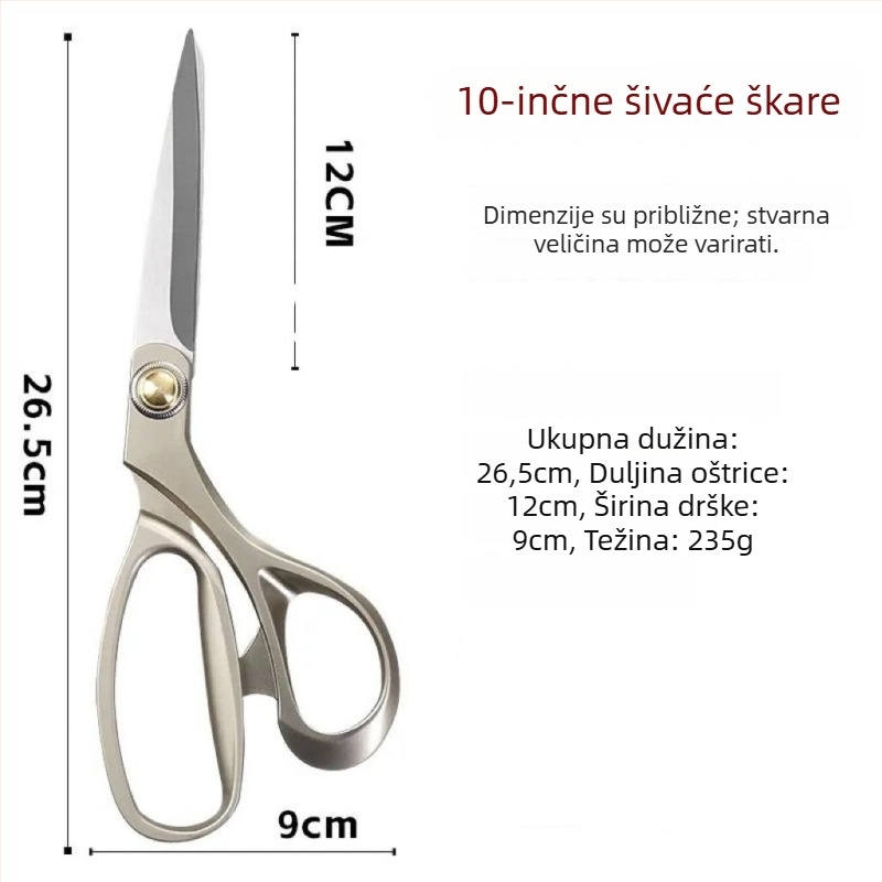 Šivačke škare od legure za rezanje tkanina i šivenje, nehrđajući čelik, višestruka upotreba za tkanine, kožu i papir