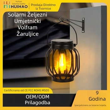 Solarna svjetiljka s volframovim vlaknom, model L2325C; 2 W; 1.2 V; konstrukcija od željeza i ABS-a; trajanje osvjetljenja 6–12 sati