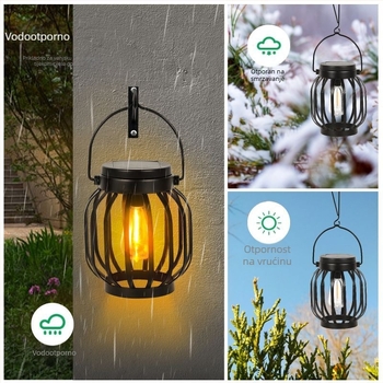 Solarna svjetiljka s volframovim vlaknom, model L2325C; 2 W; 1.2 V; konstrukcija od željeza i ABS-a; trajanje osvjetljenja 6–12 sati