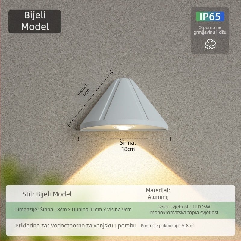 Vanjska zidna svjetiljka | Model DGBD8204; Aluminijsko kućište; Moderni minimalistički stil; Kontinuirano osvjetljenje 6–12 sati
