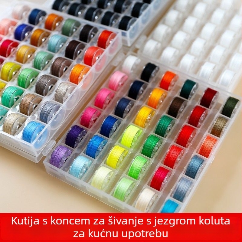 Šivaći konac za šivaći stroj, ljubičasta nit za kućnu upotrebu, višebojne male špulice, konac za plosnu šivaću mašinu, tradicionalno skladištenje bobina.