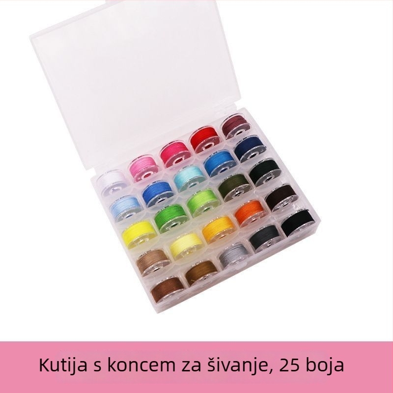 Šivaći konac za šivaći stroj, ljubičasta nit za kućnu upotrebu, višebojne male špulice, konac za plosnu šivaću mašinu, tradicionalno skladištenje bobina.