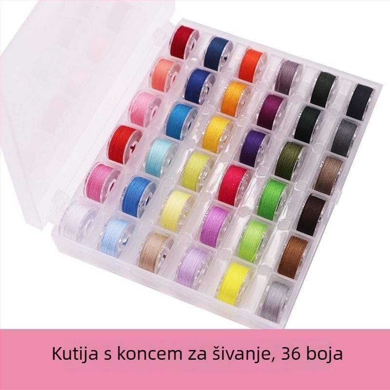 Šivaći konac za šivaći stroj, ljubičasta nit za kućnu upotrebu, višebojne male špulice, konac za plosnu šivaću mašinu, tradicionalno skladištenje bobina.