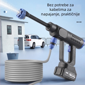 Bežični pištolj za pranje automobila visokim tlakom, ručni, punjiva litijska baterija, bez četkasti motor, 21 V, 30 bar, 20000 rpm