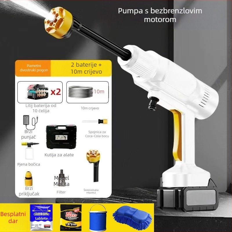 Punjivi prijenosni visokotlačni pištolj za vodu – komplet za pranje automobila, navodnjavanje na farmi i vrtu