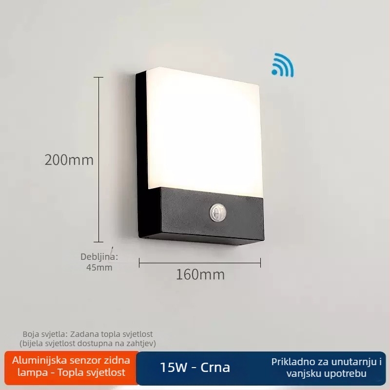Vanjska zidna svjetiljka IP65 vodootporna s senzorom pokreta, 28 LED (Sanan), 85–265V, boja temperature 3000K/4000K/6000K