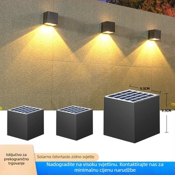 Ažurirana velika solarna zidna lampa za vanjsko dvorište – osvjetljenje ograde, LED dekorativna lampa