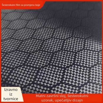 Film za unutrašnjost automobila s šesterokutnim uzorkom za središnji stup interijera — PVC, otporan na visoke/niske temperature, otporan na ogrebotine i habanje, zaštitni sloj, univerzalna kompatibilnost