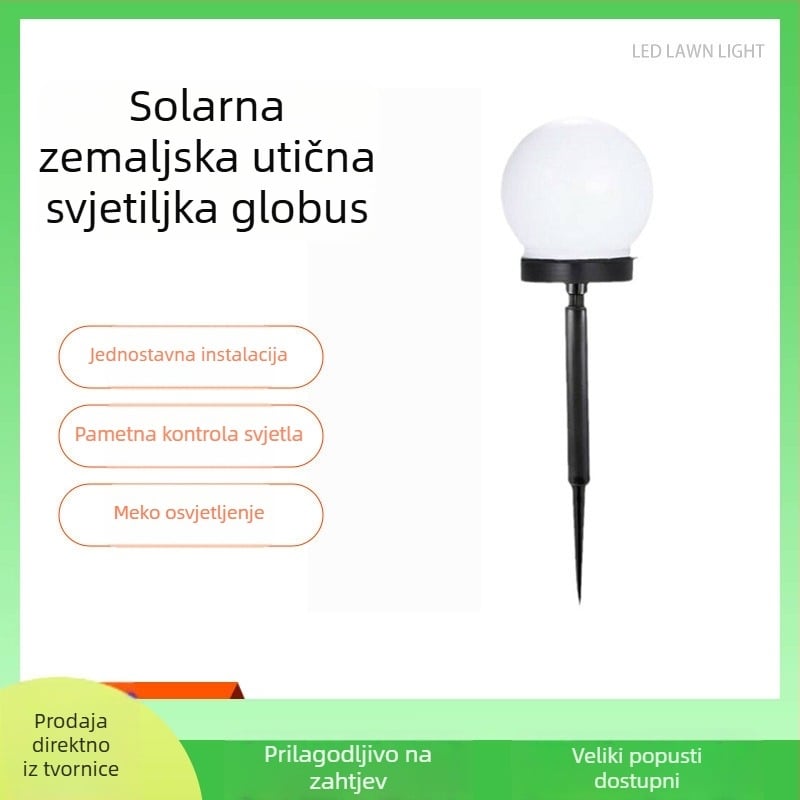 Solarna kuglasta lampa za vrt s LED četverobojnim dimmerom i E27 utičnicom, ručni prekidač, 1.2V