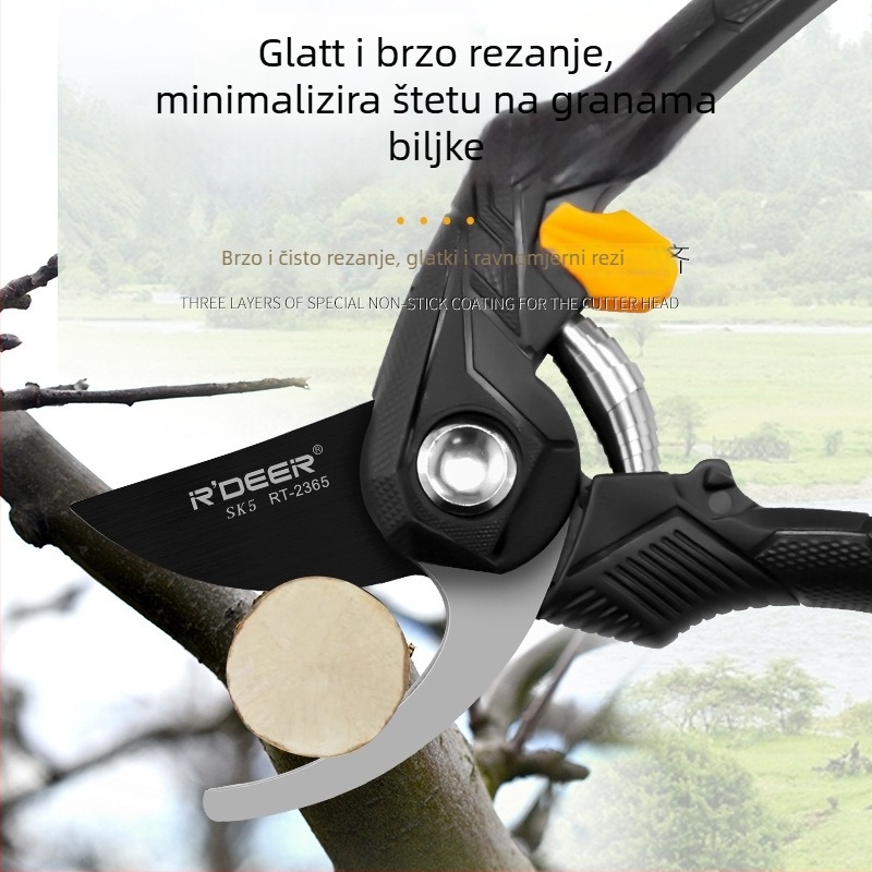 Vrtne škare SK5, ergonomski dizajn za lakše podrezivanje, za voćna stabla, cvijeće i bonsai; režu debele grane