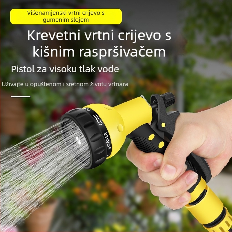 Visokotlačna vodena pištolj za pranje automobila i zalijevanje biljaka, Balkonova multifunkcionalna glava raspršivanja, unutarnji promjer 16 mm, PVC materijal