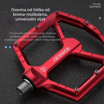 GEWAGE Pedale za bicikl od aluminijske legure, GE-132, ravna platforma s protukliznim klinovima, za brdske i cestovne bicikle