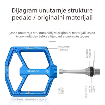 GEWAGE Pedale za bicikl od aluminijske legure, GE-132, ravna platforma s protukliznim klinovima, za brdske i cestovne bicikle
