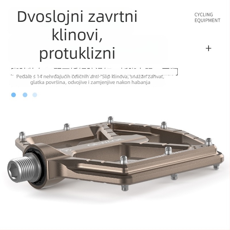GEWAGE Pedale za bicikl od aluminijske legure, GE-132, ravna platforma s protukliznim klinovima, za brdske i cestovne bicikle
