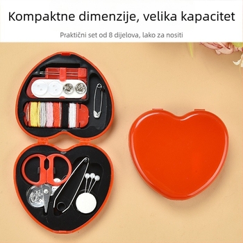 Kutija za šivanje, 8-dijelni set, u obliku srca, kutija za pohranu igala, višenamjenski (Podrijetlo Zhejiang)