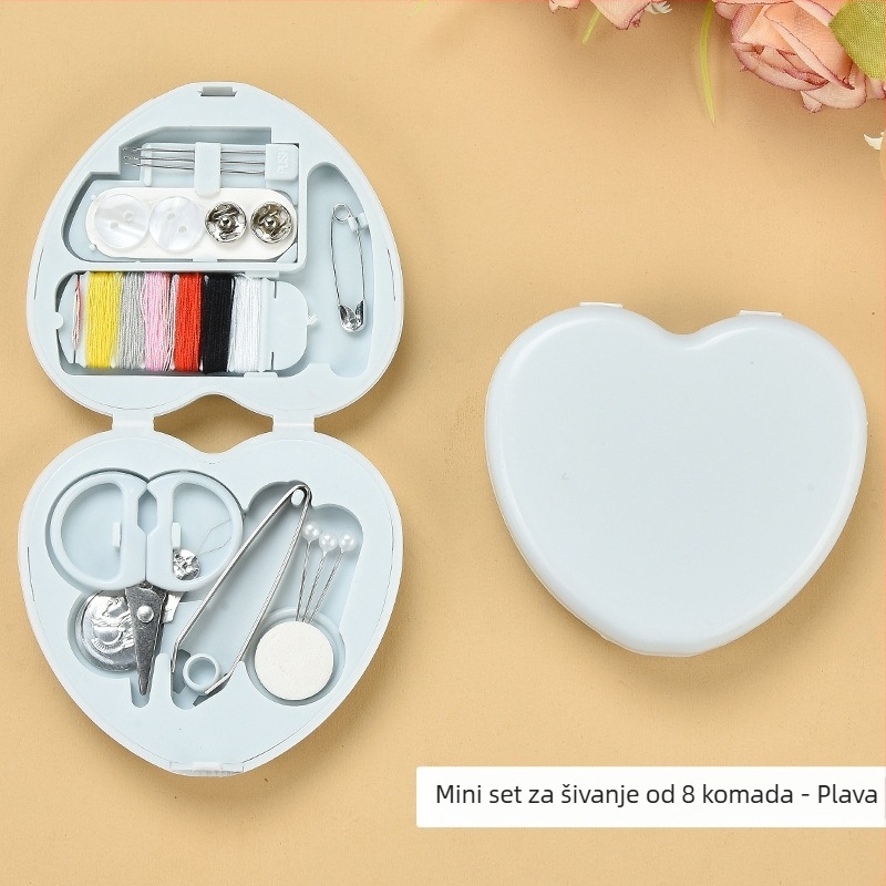 Kutija za šivanje, 8-dijelni set, u obliku srca, kutija za pohranu igala, višenamjenski (Podrijetlo Zhejiang)