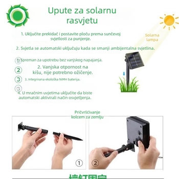 LED solarna bakrena žica svjetla – vatromet stil vanjska rasvjeta, dekorativno osvjetljenje travnjaka, vodootporna svjetlosna nit