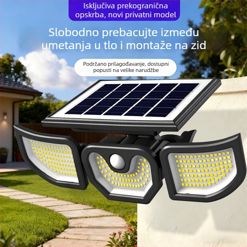 Angel solarno zidno svjetlo s detektorom pokreta za vanjske staze, vrt i travnjak