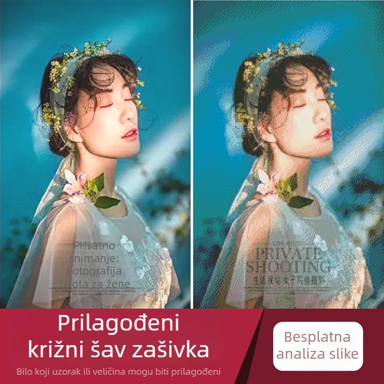 Prilagođeni komplet križnog veza s portretima i pejzažima, fotografije bebe i vjenčanja, precizno ispisivanje, potpuna izvezenost ručnim koncem, DIY