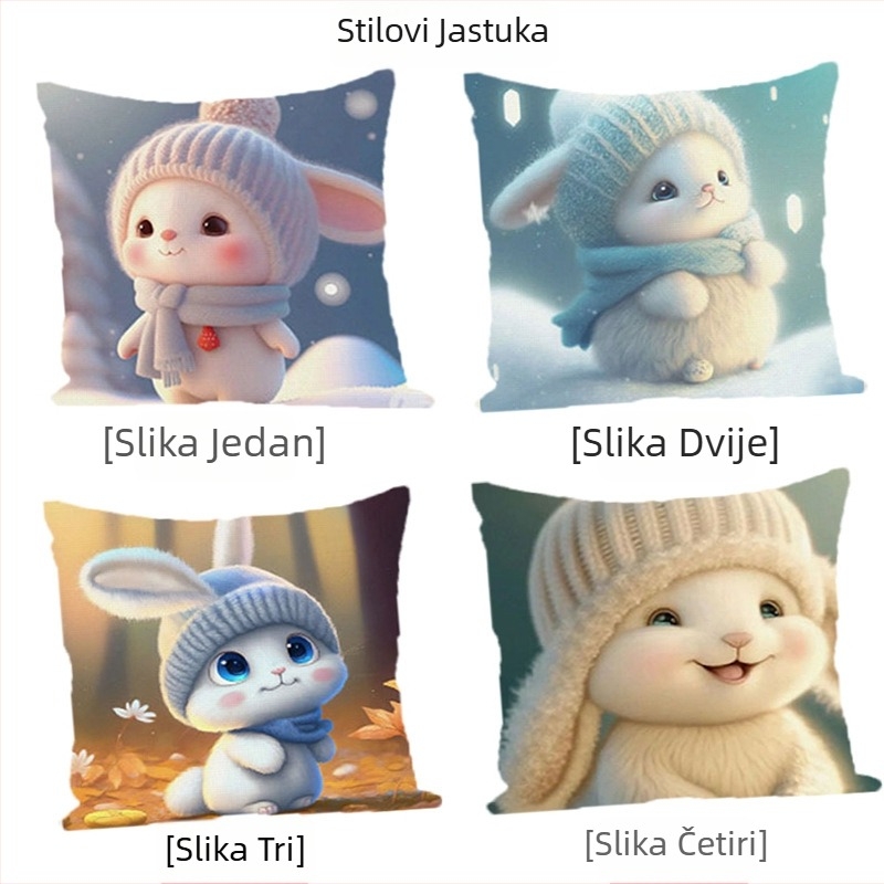 Set za križno šivanje – Jastučić s zecom (par), 14CT platno za vezenje, jednostavan modern dizajn za spavaću sobu