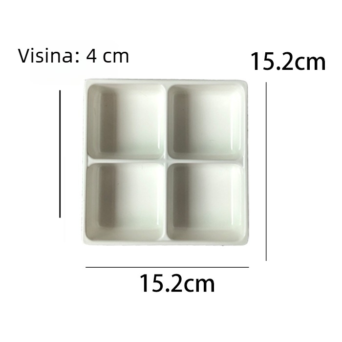 Melaminska četverostruka poslužavnica za užinu, kvadratnog oblika, modernog minimalističkog stila; pogodna za hotele, obroke, kavu i čaj.