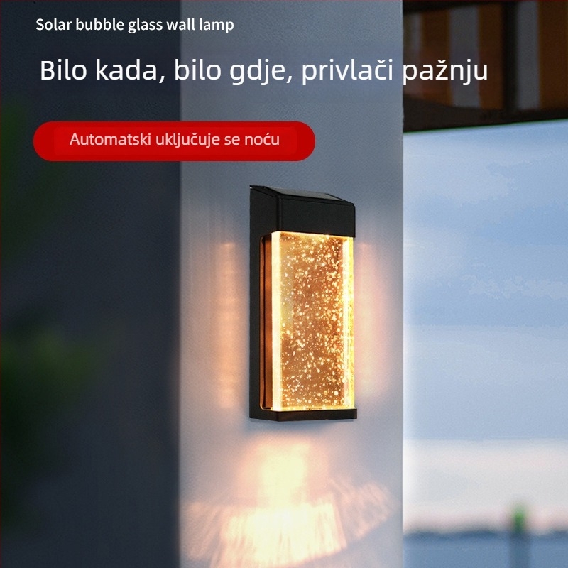 Solarna vanjska zidna svjetiljka za dvorište/vilu, 2–3 LED, 15 lm, 2800–3200K, 180° snop, IP44