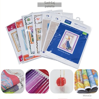 Set za križnićno šivanje: uzorak cvijeće/trava/lišće na 11CT platnu od ekološkog pamuka