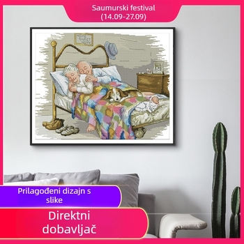 Križni vez za zid s motivom osobe, pamučna tkanina 11ct, gotov proizvod