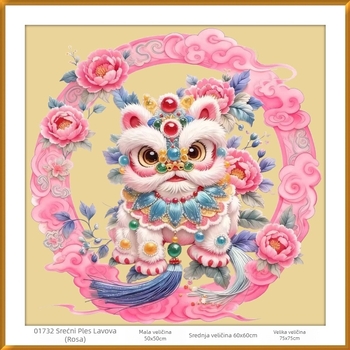 Set križnog veza za zidnu sliku – Sretan lav, platno od pamuka 9CT, životinjski uzorak, novi kineski stil