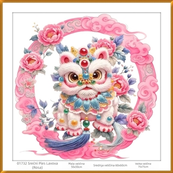 Set križnog veza za zidnu sliku – Sretan lav, platno od pamuka 9CT, životinjski uzorak, novi kineski stil