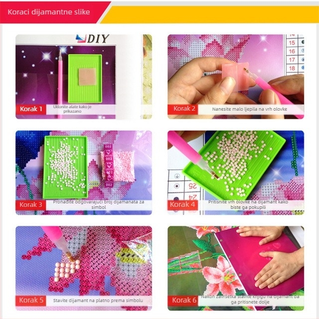 5D set za dijamantnu sliku, potpuno prekrivanje dijamantima, motiv crtić/anime, platno 11CT, najlon materijal