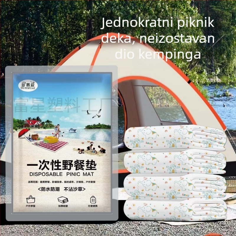 Jednokratni piknik madrac za kampiranje – netkana tkanina, vodootporna i otporna na vlagu, koži-prijazna prozračna tkanina, za 4–8 osoba, težina 190 g