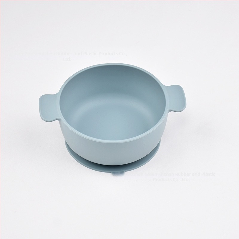 Dječja silikonska zdjela s prisiskanjem, s dvjema drškama, 2-komadni set, silikon za hranu, protiv prolijevanja